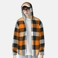 thumbnail image 4 of Kll Orange Plaid Print Men'S Women’s Upf 50+ Sun Protection Outdoor Hoodie Jacket Long Sleeve Fishing Hiking Performance Shirt- Large, 4 of 8