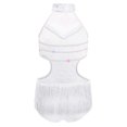 thumbnail image 4 of Jhaoyu Robe de Danse Latine pour Filles avec Strass, Franges, Justaucorps Sans Dos, Blanc 8, 4 of 7