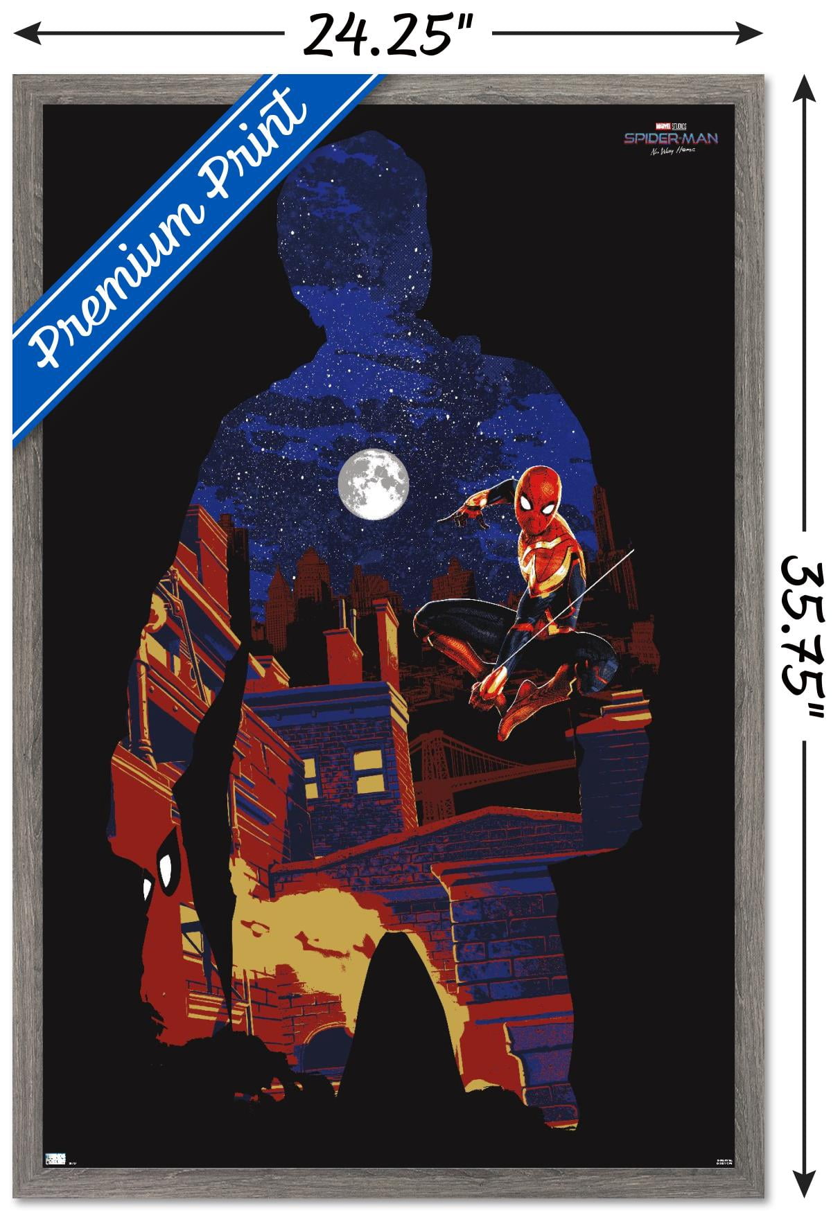 Marvel Spider-Man: No Way Home - Silhouette Wall Poster, 22.375" x 34" Framed
