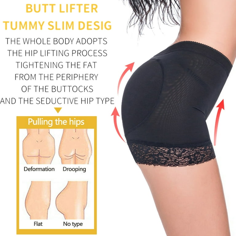 SHAPERIN Women Seamless Butt Lifter Padded Lace Panties Enhancer Underwear  Shorts