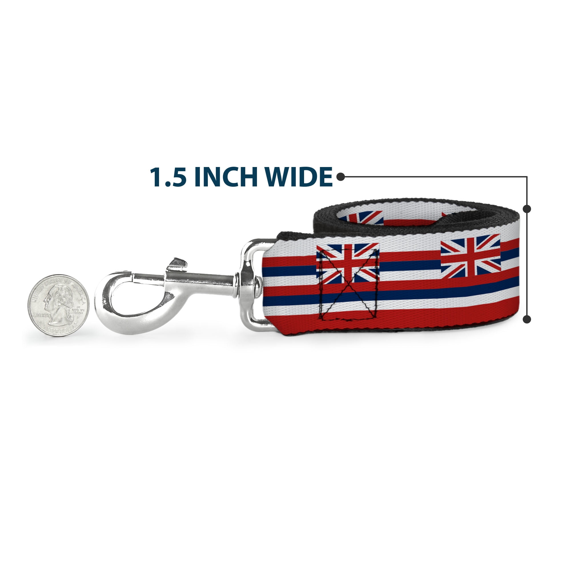 Buckle-Down Pet Leash, Dog Leash, Hawaii Flag Continuous Repeat, 6 Feet Long 1.0 Inch Wide