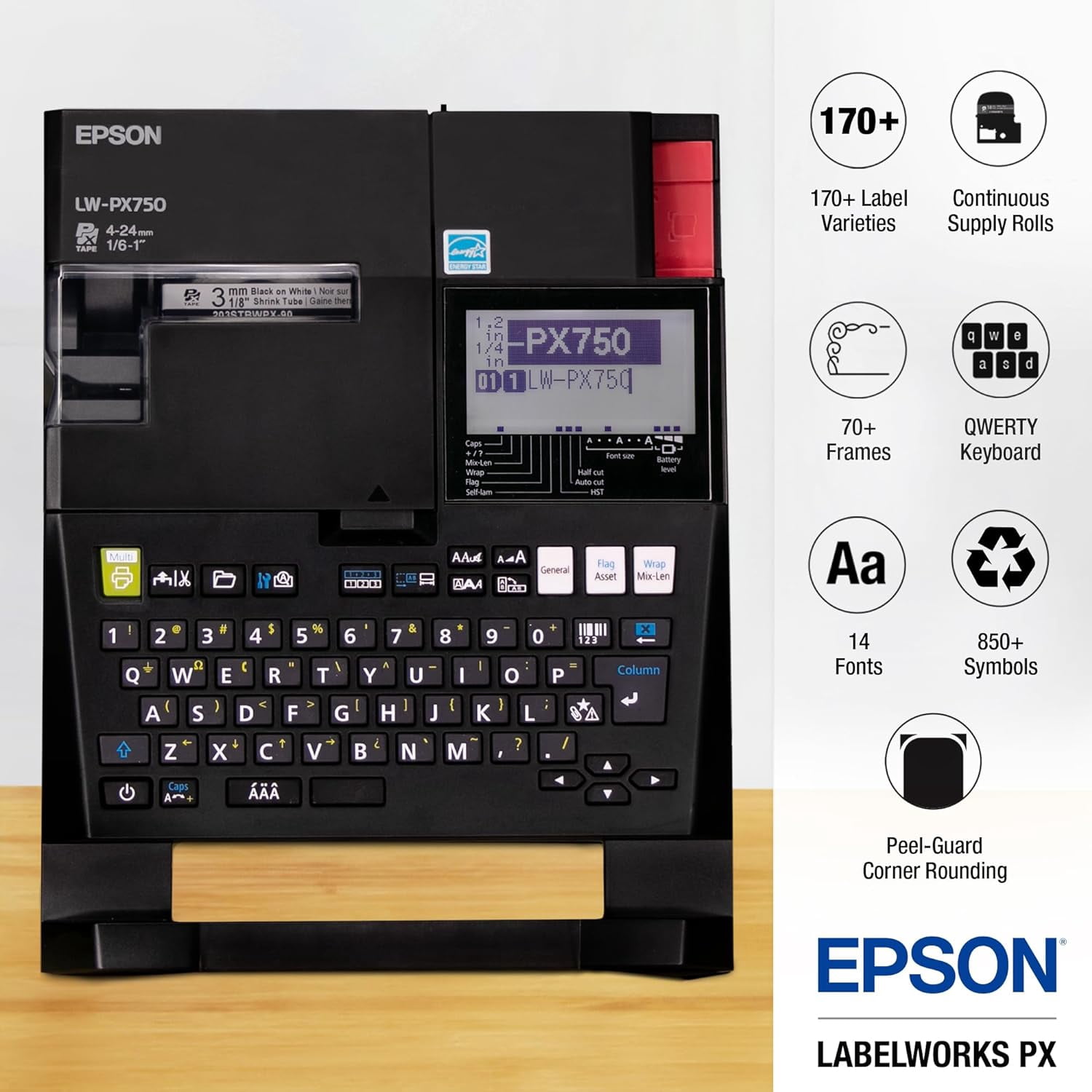 LILIUPENG Epson LW-PX750 Industrial Label Maker Kit - Complete Kit with Accessories, Compatible with Large Variety of Label Tape Types, Portable Handheld Label Printer