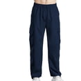 thumbnail image 2 of PiGOGI Men's Outdoor Casual Sports Pants Loose Fit Elastic Waist Comfortable Trousers with Pocket for Hiking Navy XL, 2 of 5