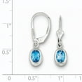 thumbnail image 2 of Primal Silver Sterling Silver Rhodium-plated 7x5mm Oval Blue Topaz Leverback Earrings, 2 of 4