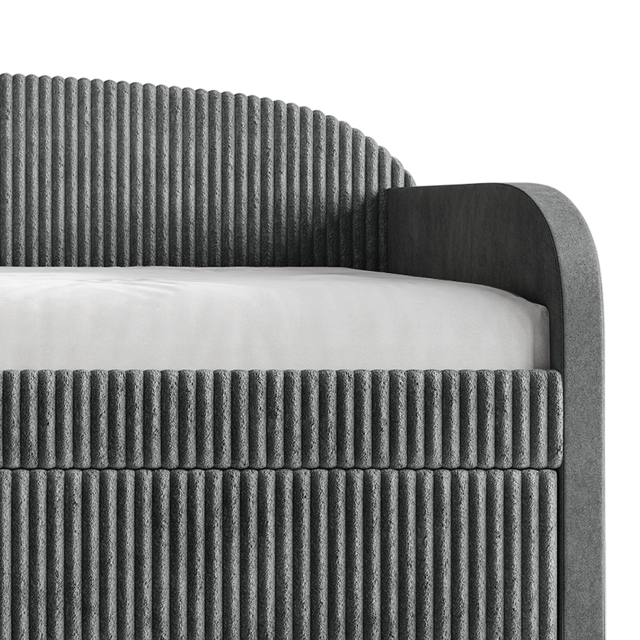 Castle Place Corduroy Luxe Twin Daybed with 2 Storage Drawers, Grey
