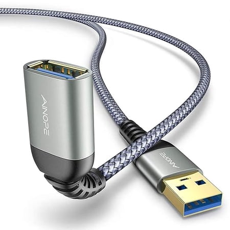 AINOPE 2 Pack USB 3.0 Extension Cable Type A Male to Female Extension Cord 10FT Sturdy Braided Material Fast Data Transfer Compatible with USB Keyboard, Mouse, Flash Drive, Hard Drive, Printer