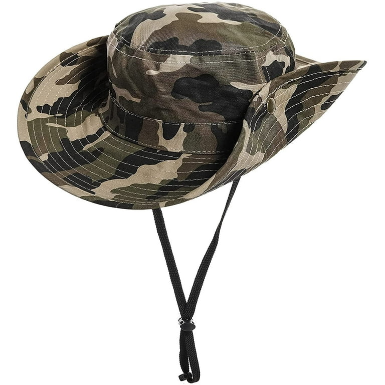 Boys Camo Sun-Bucket-Hat Summer Outdoor Safari Fishing-Hat Boonie