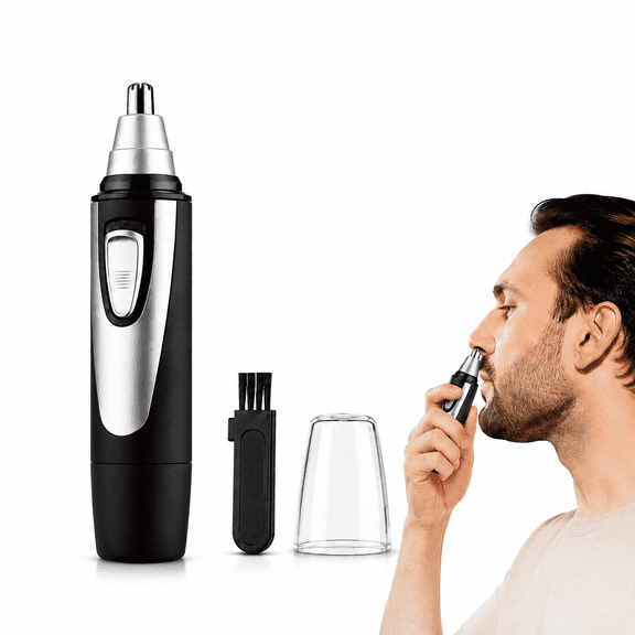 Nose Hair Trimmer for Men and Women, Waterproof Electric Nose Trimmer with Rotary Blade, Wet Dry Washable Personal Groomer for Shower Use, Gray