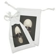 thumbnail image 2 of Skull Fabric Pouch Set of 2, Funny Illustration of a Skeleton Head with Sunglasses and Smiling Teeth Print, Small Drawstring Bag for Toiletries Masks and Favors, 9" x 6", Grey and Beige, by Ambesonne, 2 of 2