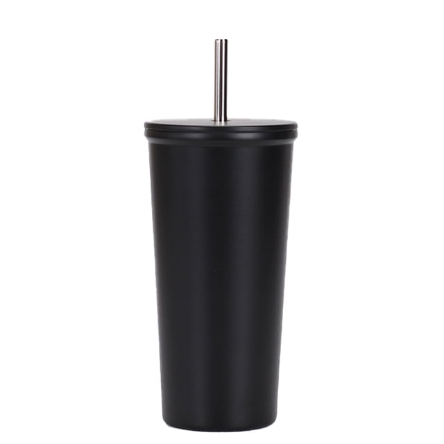 Taza de café de oficina con frasco de vacío de doble capa al vacío con taza de paja de acero inoxidable de 500ml