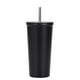 thumbnail image 1 of Taza de café de oficina con frasco de vacío de doble capa al vacío con taza de paja de acero inoxidable de 500ml, 1 of 5