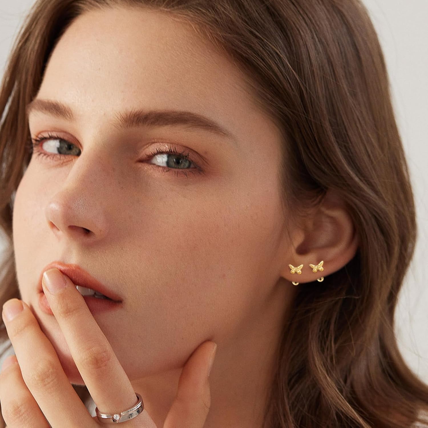 Gold Stud Earrings 925 Sterling Silver 18K Gold Plated Cubic Zirconia Screw Back Cute Hypoallergenic for Women Jewelry Gift Mother's Day