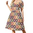 thumbnail image 1 of Block Flower (Las hojas se caen) Vestido de manga corta vestidos de manga larga ropa para mujer, 1 of 7