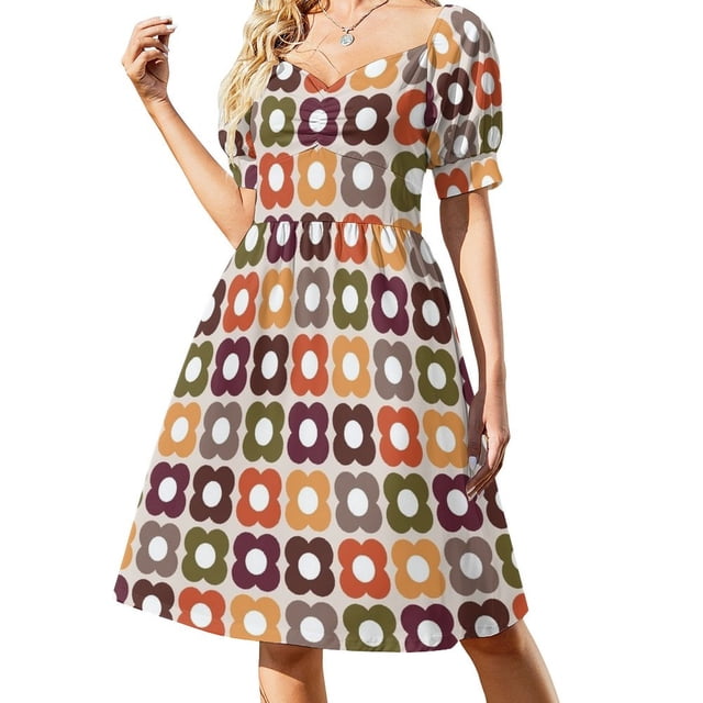 Block Flower (Las hojas se caen) Vestido de manga corta vestidos de manga larga ropa para mujer