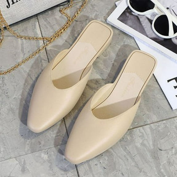 Women's Mules Low Kitten Heel Closed Square Toe Slip On Backless Dress Shoes,Size Fits Large