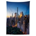 thumbnail image 3 of Ambesonne City Tablecloth Rectangular Table Cover, Tranquil Morning Sunrise, 52"x70", Blue Marigold Dark Green, 3 of 4
