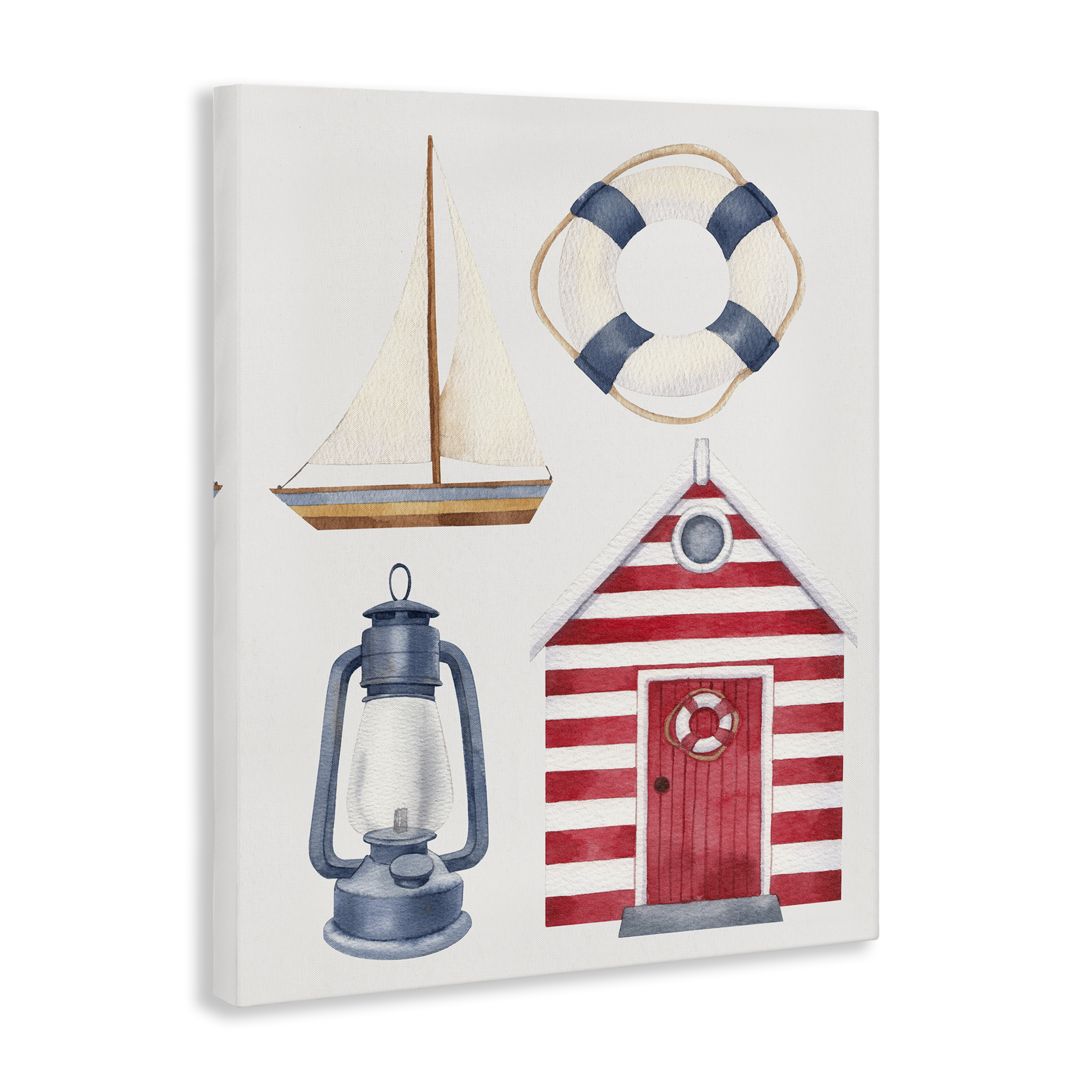 Stupell Industries Maritime Beach Items Nautical & Beach Painting Wrapped Canvas Art Print Wall Art, 24 x 30