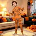 thumbnail image 5 of Matching Family Halloween PJs Pajamas Set, Cute Pumpkin Ghost Long Sleeve Loungewear Sleepwear Outfits for Family Movie Night, 5 of 6