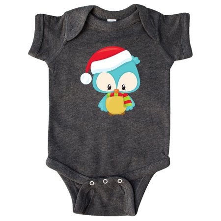 

Inktastic Christmas Owl Owl With Santa Hat And Scarf Gift Baby Boy or Baby Girl Bodysuit