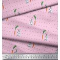 thumbnail image 3 of Soimoi Cotton Duck Fabric Carrot & Rabbit Dots Print Fabric by the Yard 56 Inch Wide, 3 of 5