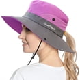 thumbnail image 3 of Dalrosia Womens Ponytail Wide Brim Sun Hat Packable UV Protection Beach Cap for Fishing & Hiking, 3 of 8