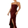 thumbnail image 4 of Womens Été Longue Skinny Sling Robe Couleur Unie Irrégulière Fendue Ourlet Robe, 4 of 7