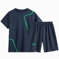 thumbnail image 2 of KPOPLK Boys Athletic Shorts Set 2 Piece Summer Dry Fit Boys Short Sleeve Shirt & Sports Shorts Activewear Gym Short Size 7-8 Years,Drk Blue, 2 of 4