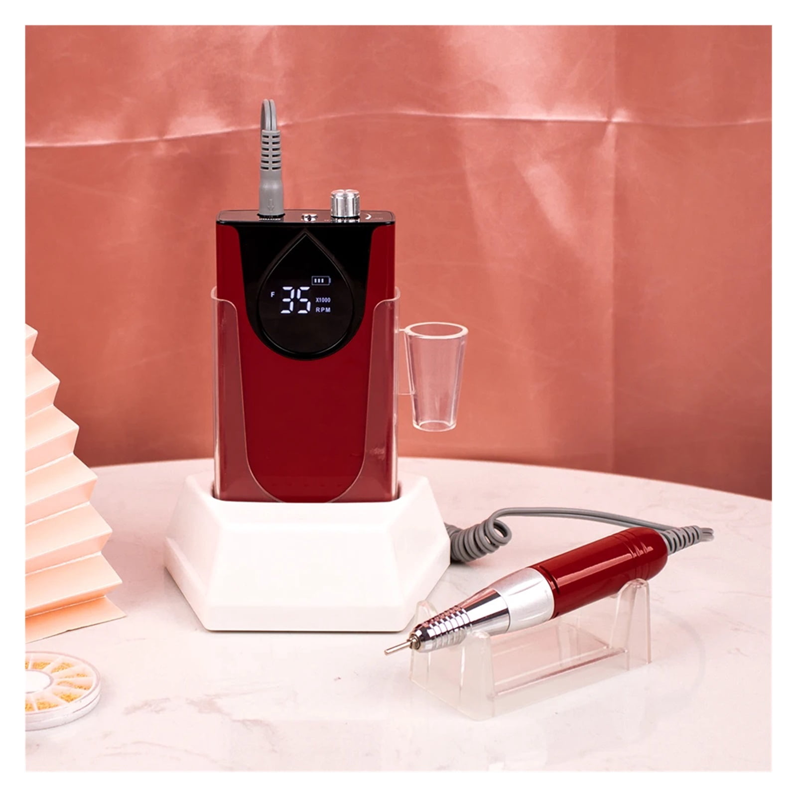 Professional Electric Manicure Nail Drill Machine 35000 RPM Portable Rechargeable Cordless Efile Aluminum Alloy For Salon Use