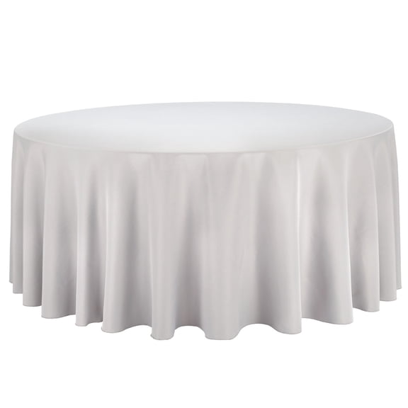 132 in. Round Polyester Tablecloth Silver