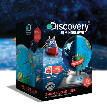Discovery #Mindblown 2-in-1 World Globe LED Lamp w/Day & Night Modes, STEM Geography Map Educational Toy for Children