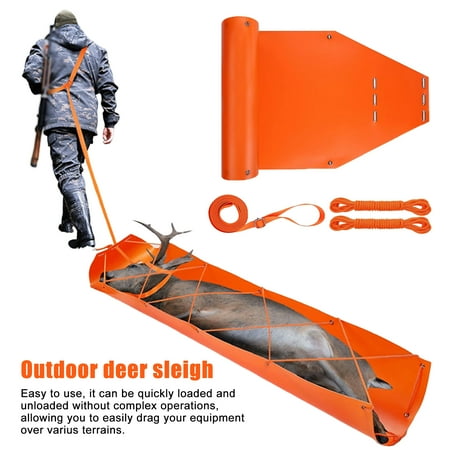 Ettsollp Deer Drag Sled Heavy Duty Dead Deer Sled Hunting Game Hauler with Deer Drag Strap And Rope Ice Fishing Wood Pulling Hauler Gear Accessories
