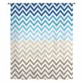 thumbnail image 2 of Blue Brown Sheer Curtains 63 Inches Long, Modern Chevron Waves Khaki Geometric Stripes Light Filering Curtains, Breathable Simi Curtain Privacy Drapes for Living Room Bedroom Window Treatment, 2 of 9