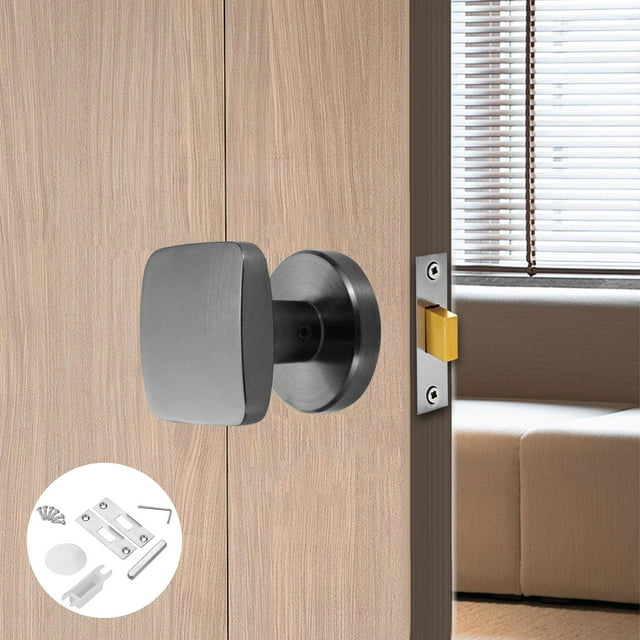 Verrou de Porte Invisible Moderne Poignée de Porte Carrée pour Couloir Salles à Manger Maison Gris