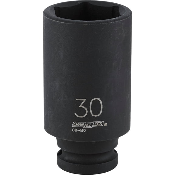 Channellock 1/2" Drive 30 mm 6-Point Deep Metric Impact Socket