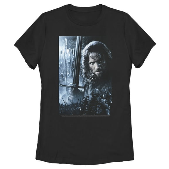 Women's The Lord of the Rings Fellowship of the Ring Aragorn Poster Graphic Tee Black X Large