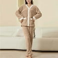 thumbnail image 2 of Bixock Women Fall and Winter Pajamas Set,Women Pajams Two-piece Set,Casual Pajamas Set for Women Solid Color Fashion Winter Thickened Fleece Lined Fleece Elastic Waist Pajamas Set, 2 of 4