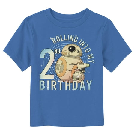 

Toddler s Star Wars Rolling Into My 2nd Birthday BB-8 Graphic Tee Royal Blue 4T