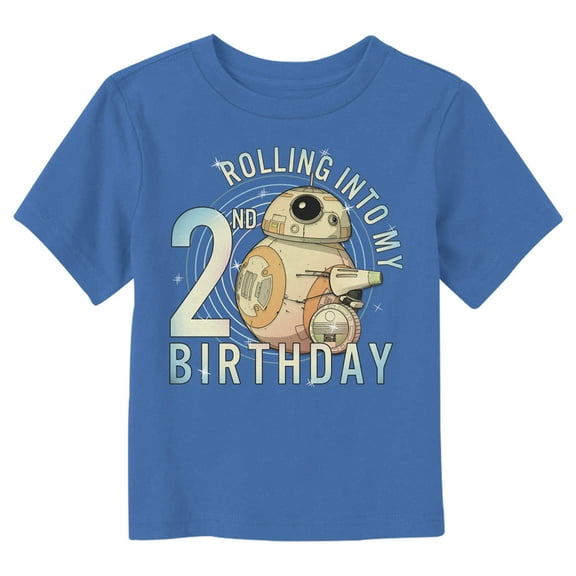 Toddler's Star Wars Rolling Into My 2nd Birthday BB-8 Graphic Tee Royal Blue 2T