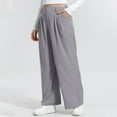thumbnail image 5 of CQONEPT Womens Casual Pant Wide Leg Baggy Pleat Pant High Waist Office Slacks Comfy Trendy Trousers with Pocket Dark Gray XS, 5 of 6