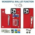 thumbnail image 3 of Nalacover Zipper Wallet Case for iPhone 14 Pro, Luxury PU Leather Crossbody Lanyard Shoulder Strap Magnetic RFID Blocking Cover with Kickstand Card Slots Holder Shockproof Case, Red, 3 of 10