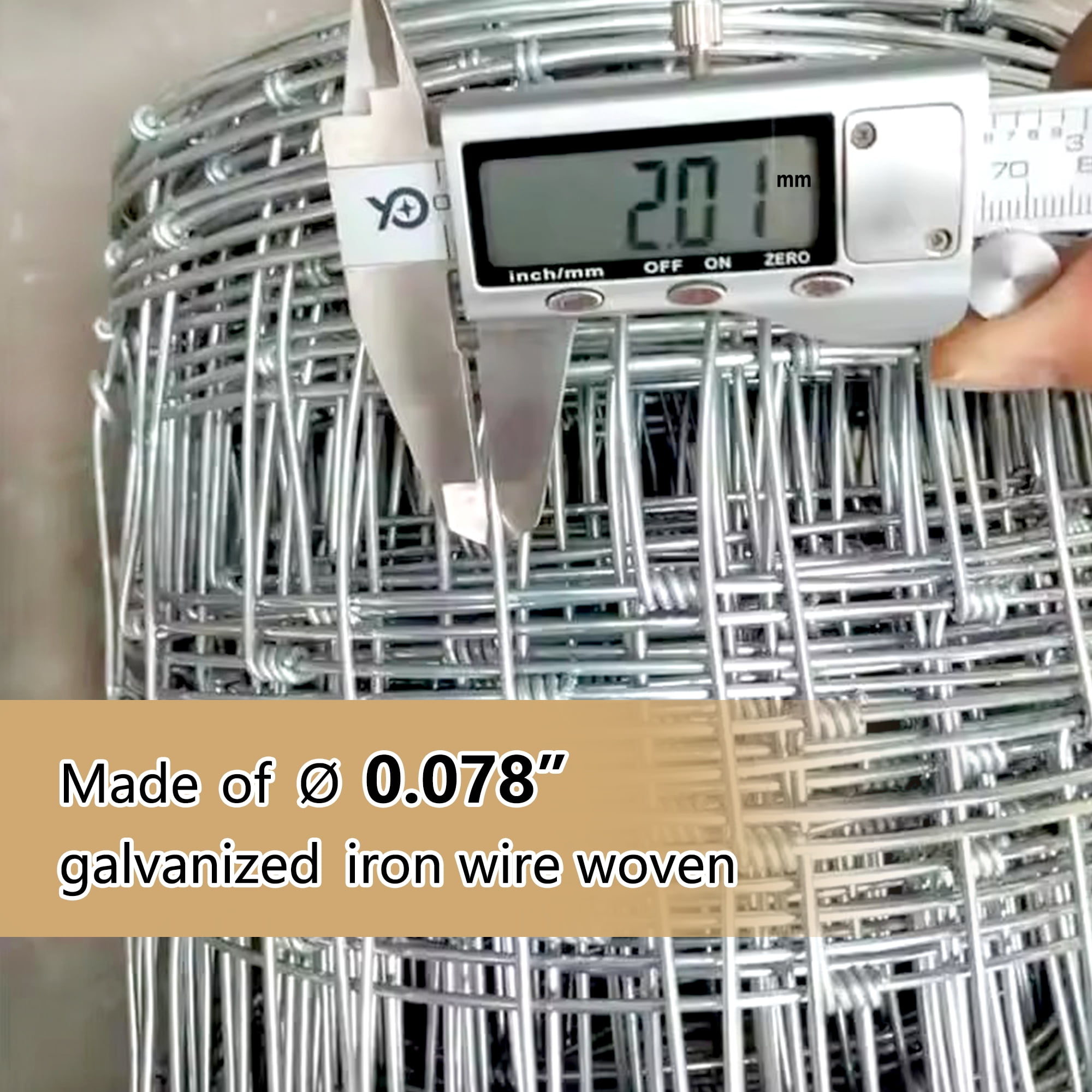 Aukfa 4x164 ft Galvanized Wire Fencing,Heavy Zinc Coating Farm Fence Used to Hog Goat Fencing for Yard Garden Field
