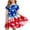 M Multicolor, variant on LOOK! Auroural Girls' Middle And Big Kids' Fashion Independence Day Printed Splicing Short Sleeved Skirt With Wrinkle Dress(4-14Years)