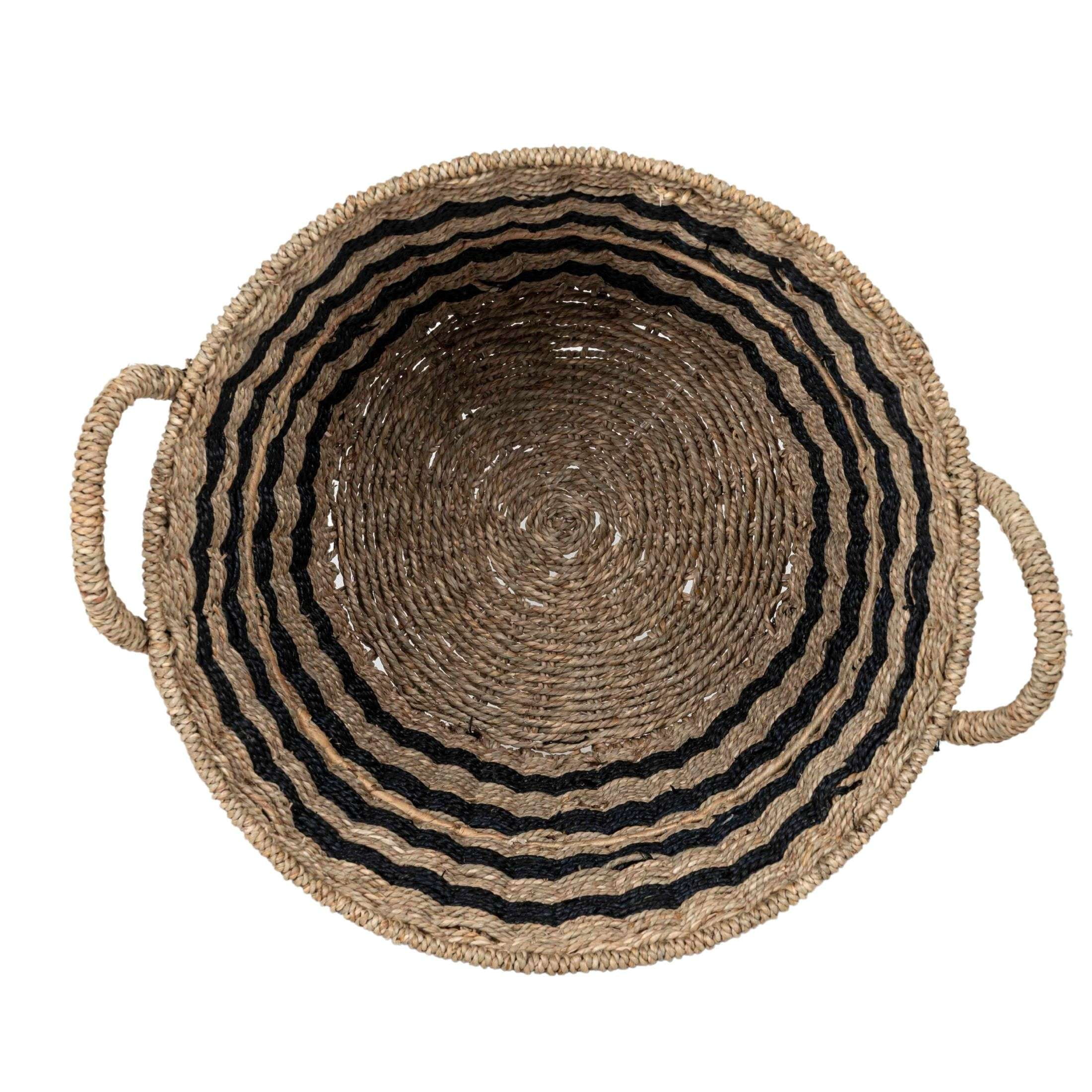 Better Homes & Gardens Extra Large Striped Seagrass Decorative Storage Basket with Handles, 17 in x 18 in
