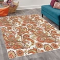 thumbnail image 2 of Paisley Decorative Rug, Ethnic Art Swirly Flowers Leaves Floral Pattern Bohemian Style Country Print, Quality Carpet for Bedroom Dorm and Living Room, 6 Sizes, Orange Cream Rose, by Ambesonne, 2 of 4