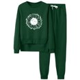 thumbnail image 1 of Gibobby Conjunto de sudadera para mujer Trajes informales de mujer con estampado de girasol , cuello redondo, manga larga y pantalones largos, para las tempor(Verde,M), 1 of 4