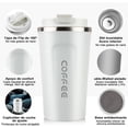 thumbnail image 4 of Taza de Café Térmica de Acero Inoxidable 304 para Bebidas Frías y Calientes, Tapa Hermética, Ideal para Oficina, Auto y Parque - Mantiene Temperatura (Blanco), 4 of 4