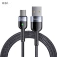 thumbnail image 1 of Essager 3A Type-c Cable de carga Cable de sincronización de datos de teléfono móvil Nylon trenzado con indicador LED, Negro, 0.5m Inevent EL5316-01, 1 of 7