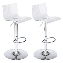 Bar Stools Set of 2, Adjustable Acrylic Swivel Airlift Barstools, Modern Counter Stools with Back and Footrest for Bar, Kitchen, Dining Room (Clear)