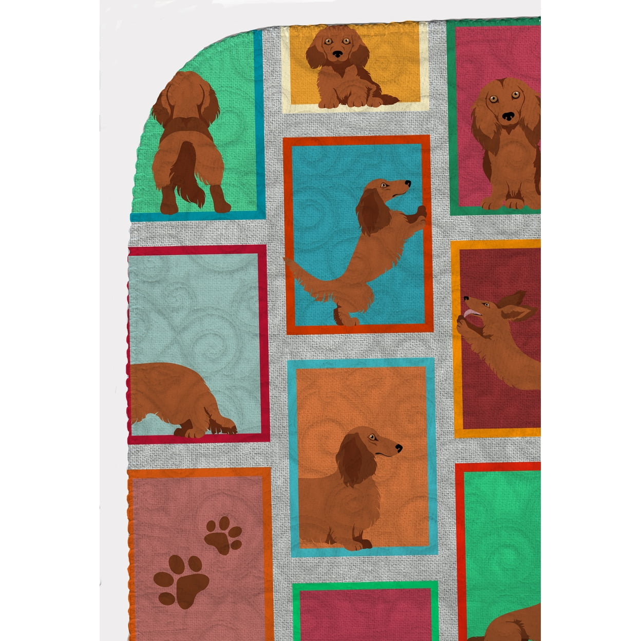 Lots of Longhaired Red Dachshund Quilted Blanket 50x60 50 in x 60 in
