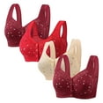 thumbnail image 1 of LOVZFMLL Bras for Women 4pc Woman's Comfortable Lace Breathable Bra Underwear No Rims Multicolor M, 1 of 1